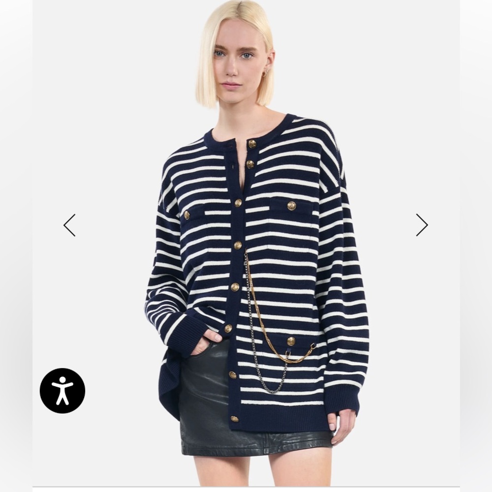 The Kooples STRIPED WOOL CARDIGAN